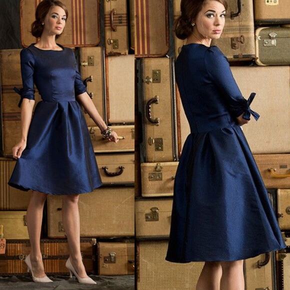 Shabby Apple Metallic Blue Nutcracker Dress Sz 4 Knee Length Bow Sleeves Retro - Picture 1 of 7